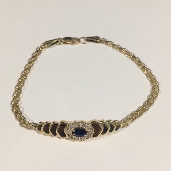 Jewelry - 14k Yellow Gold Diamond 💎 & Sapphire Bracelet